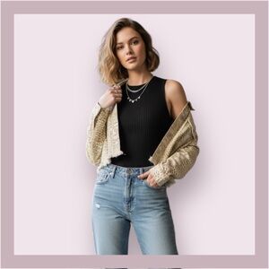Le Lis Collection Snake Print Crop Denim Jacket